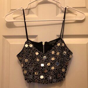 Topshop Black Embellished Bralette Style Top Size 4